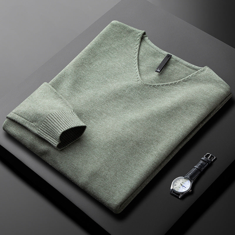 Maglione elegante in cashmere con scollo a V